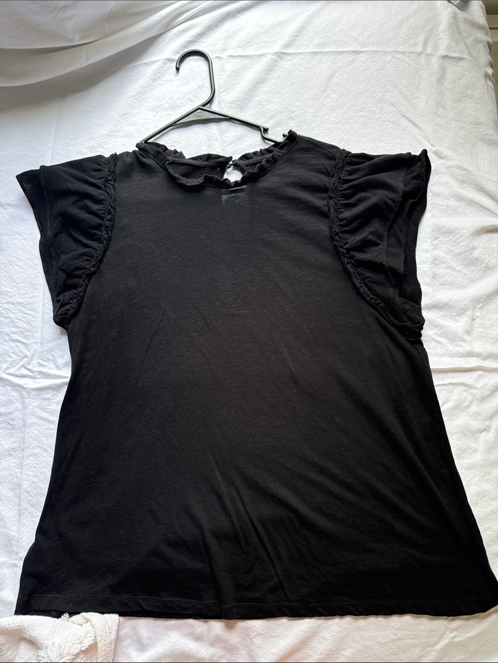 Loft Black Ruffle Sleeve Women's Top